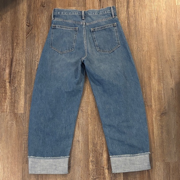 GAP Women's HI RISE BARREL cuffed Blue Jeans - Picture 3 of 7